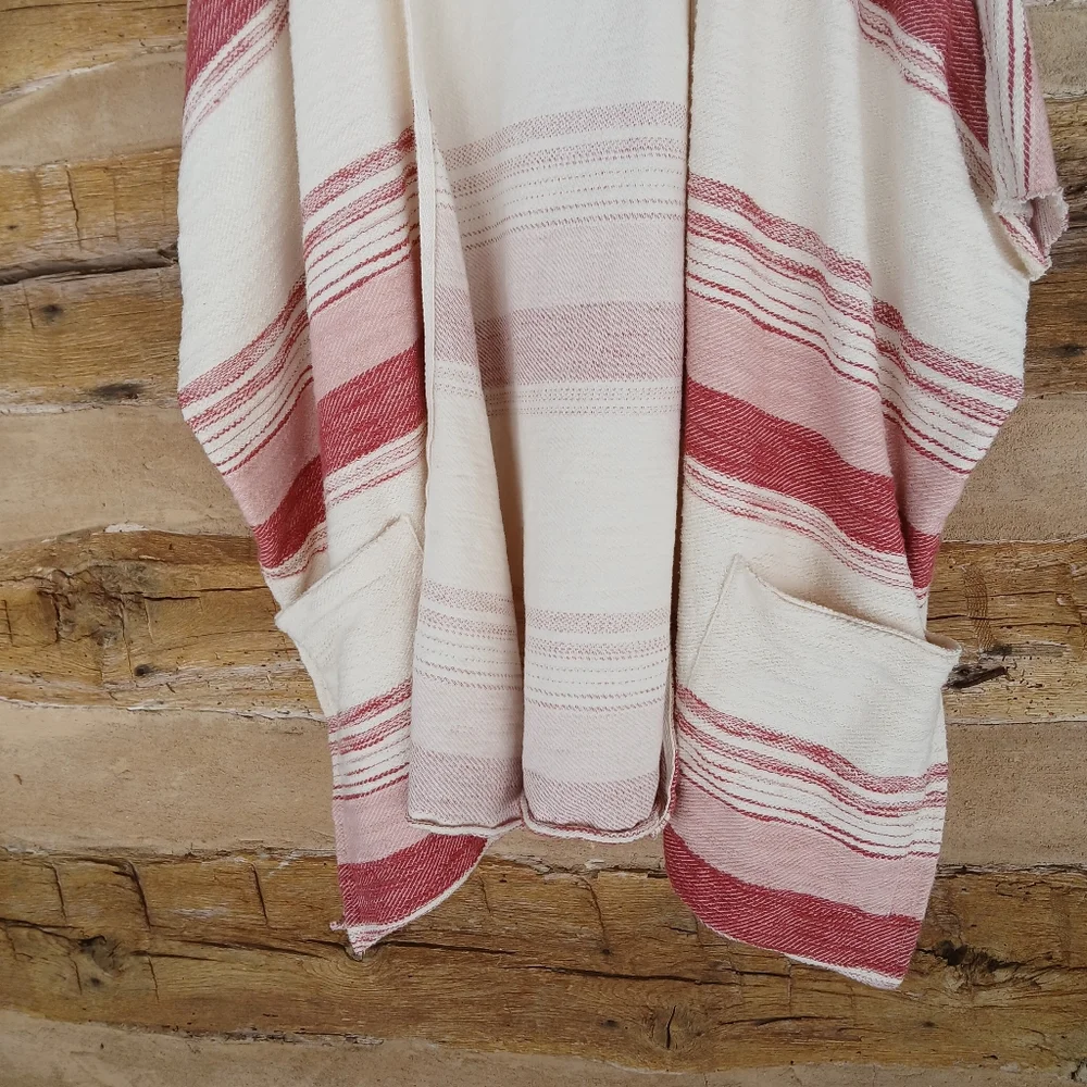 True Craft Red Striped Oversized Kimono Topper S/XS